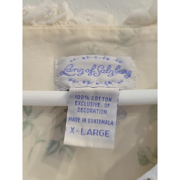 Lanz of Salzburg Night Gown Womens L Floral Eyelet Lace Vintage Cottage - Picture 2 of 14